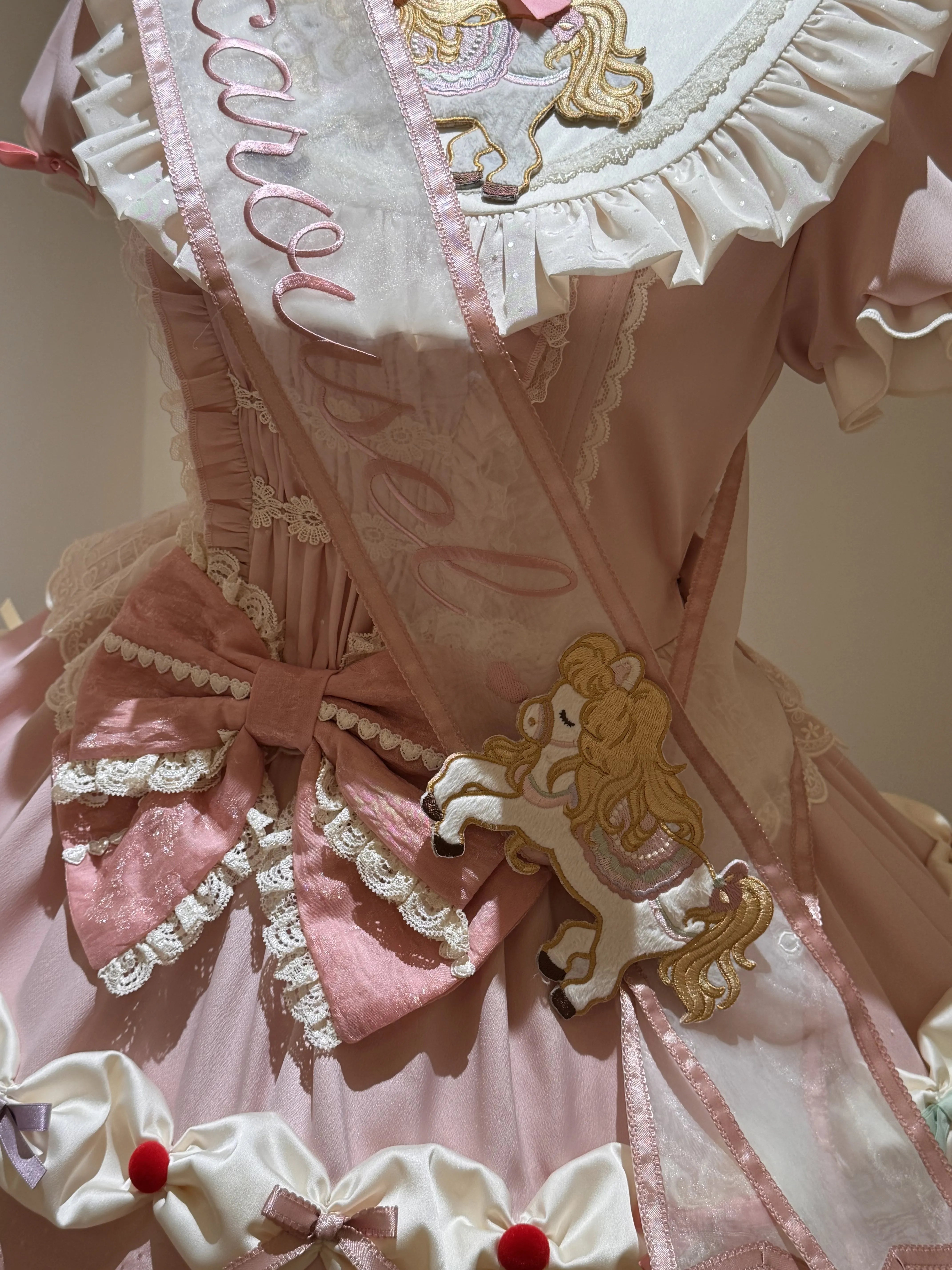 Dream Parade Pink Pony Embroidery Whimsical Sweet Lolita OP SK