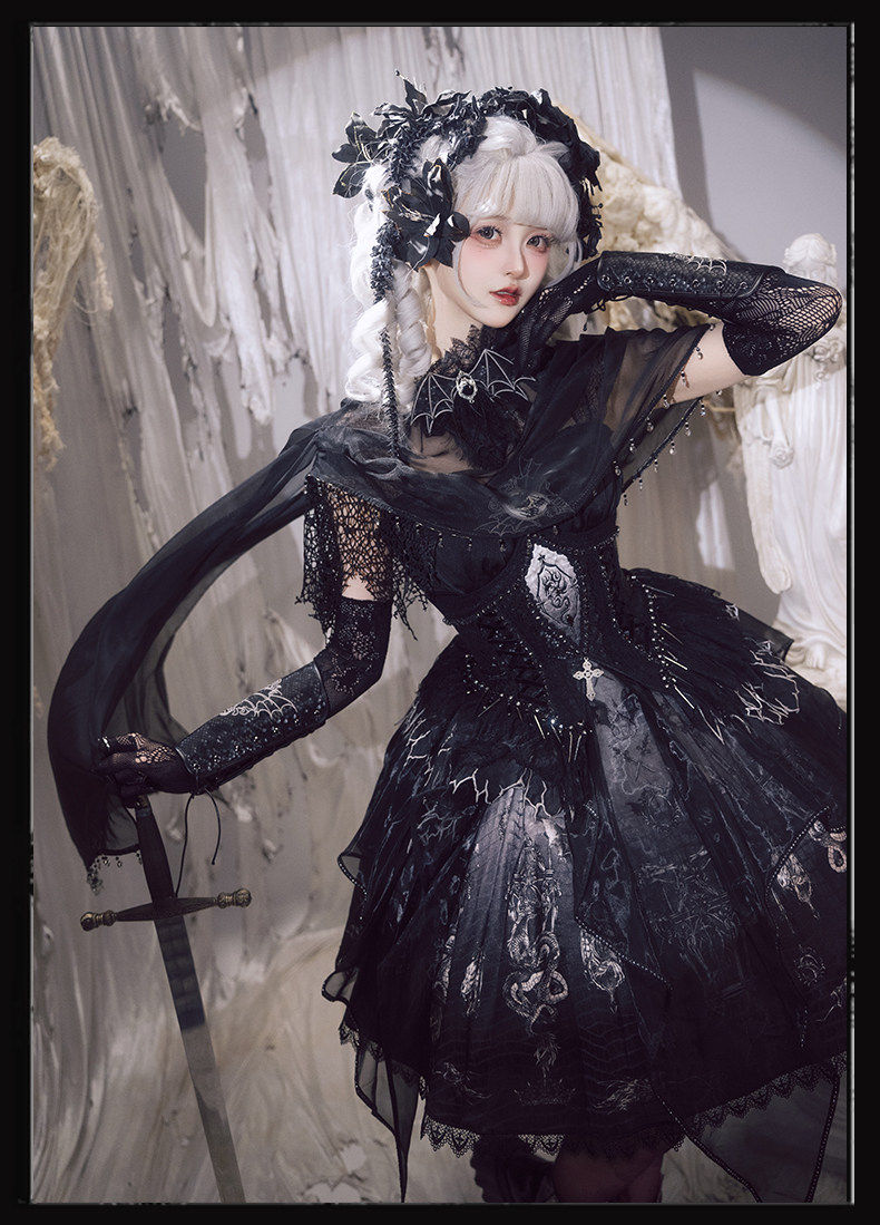 Dragon Bone Gothic Lolita Black JSK Dress