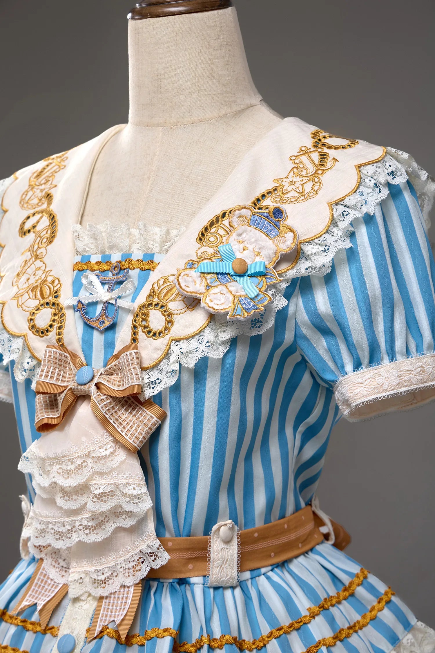 Antique Sailor Bear Six-Panel Cropped Lolita OP Dress