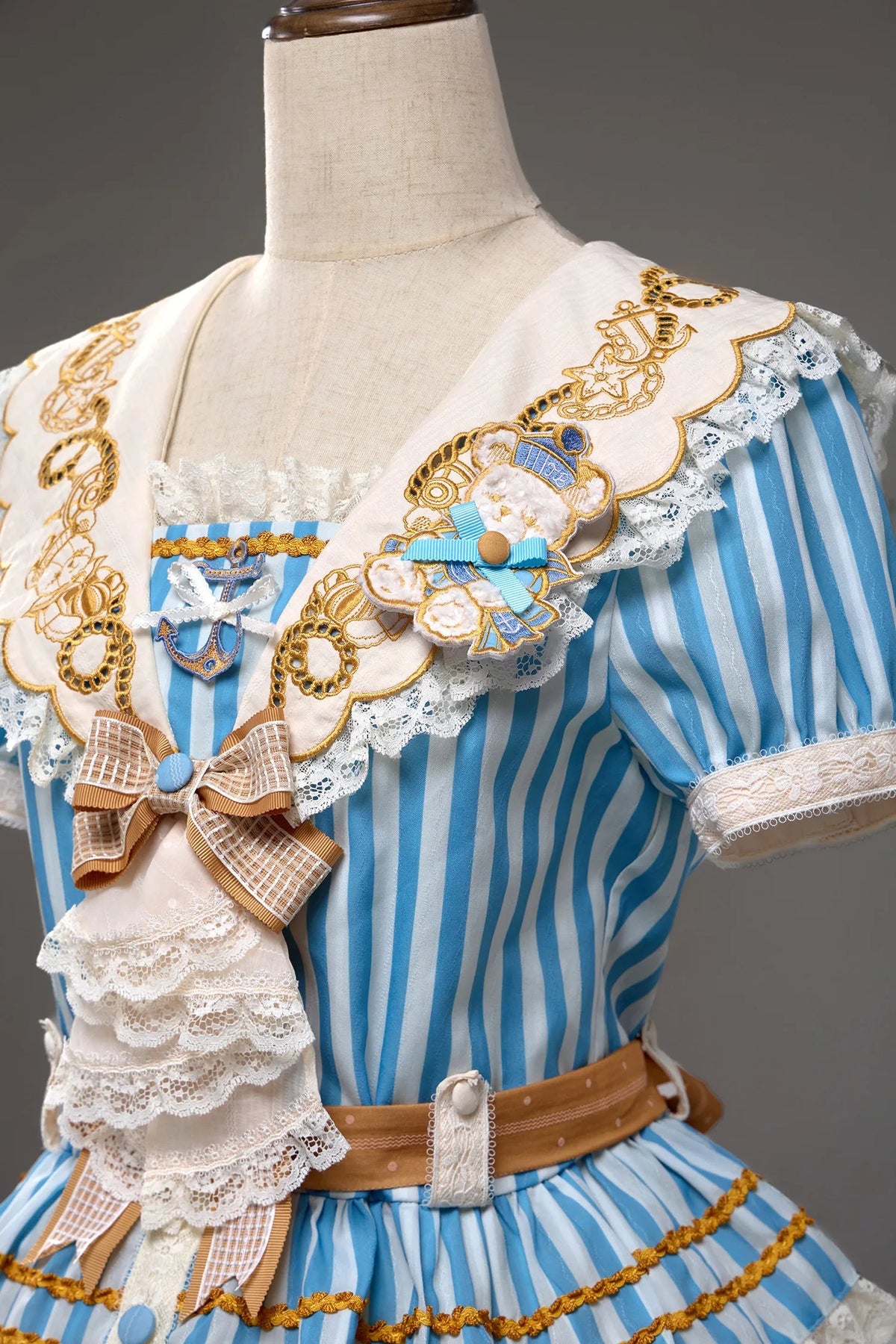 Antique Sailor Bear Six-Panel Cropped Lolita OP Dress