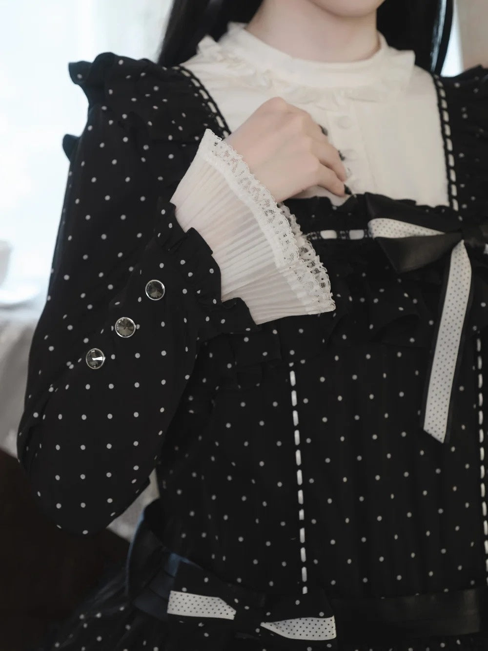 lvory & Eboony Piano Keys Black & White Gothic Waistless Flutter Doll Dress