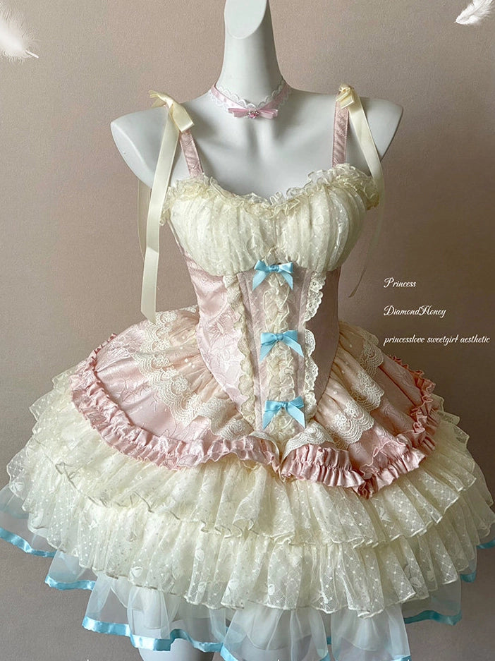 Sweet Dream Peach Angel Girl Dreamy Ballet Gown Dress