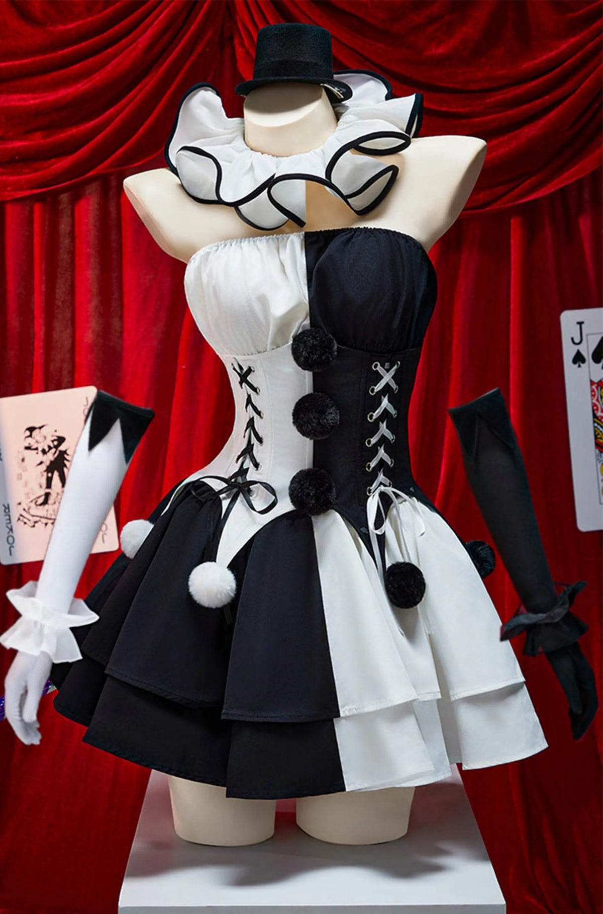 Terrifier Clown Gothic Black White Spliced Halloween Cosplay Costume