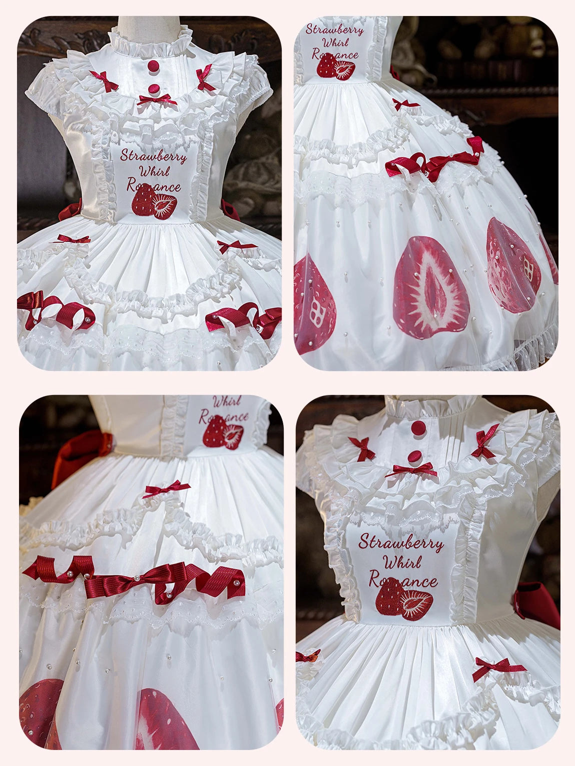Half Strawberry Sweet Princess Style Lolita Strawberry OP Dress