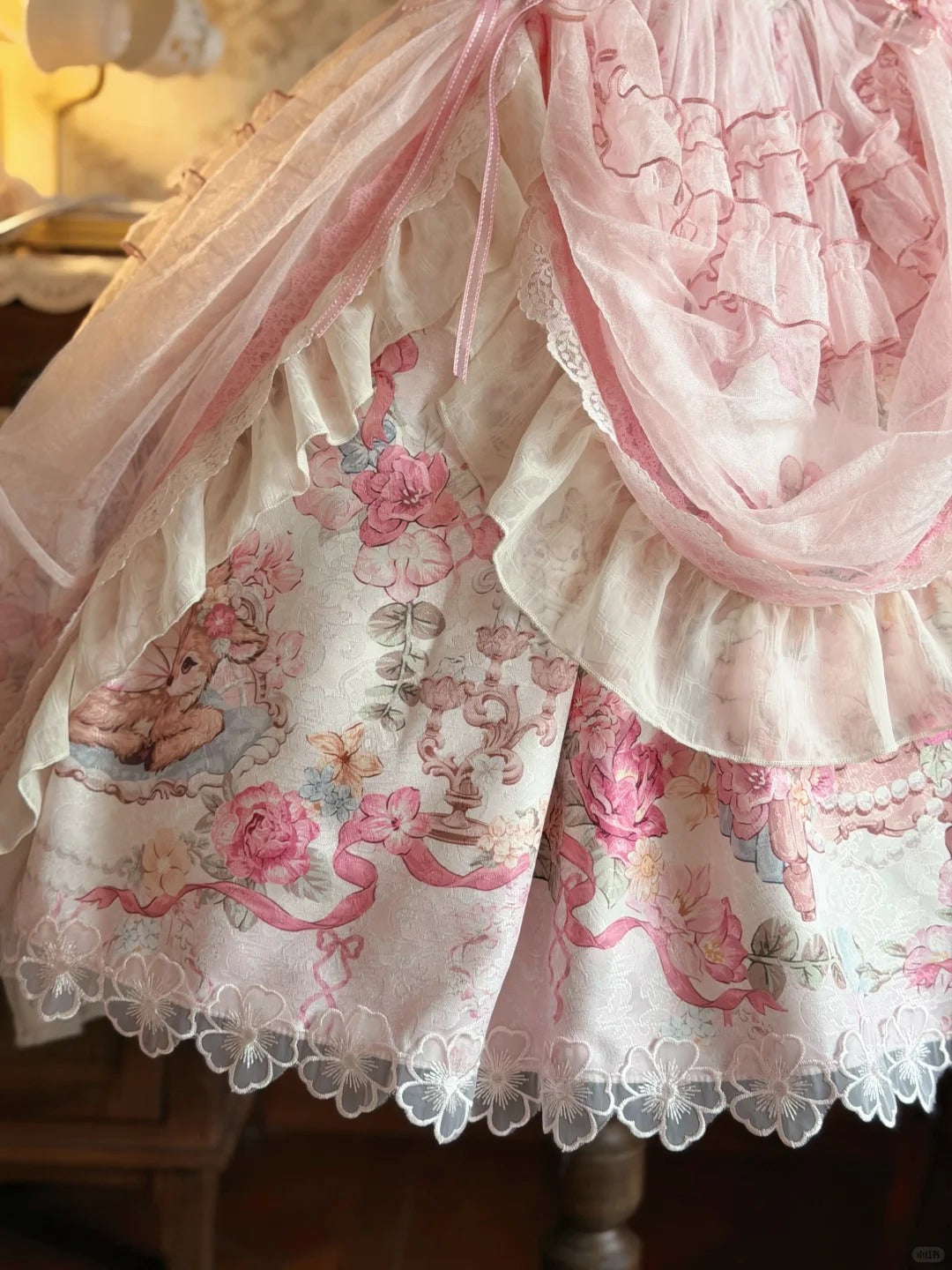 Pink Jacquard Print Sweet Classic Lolita JSK