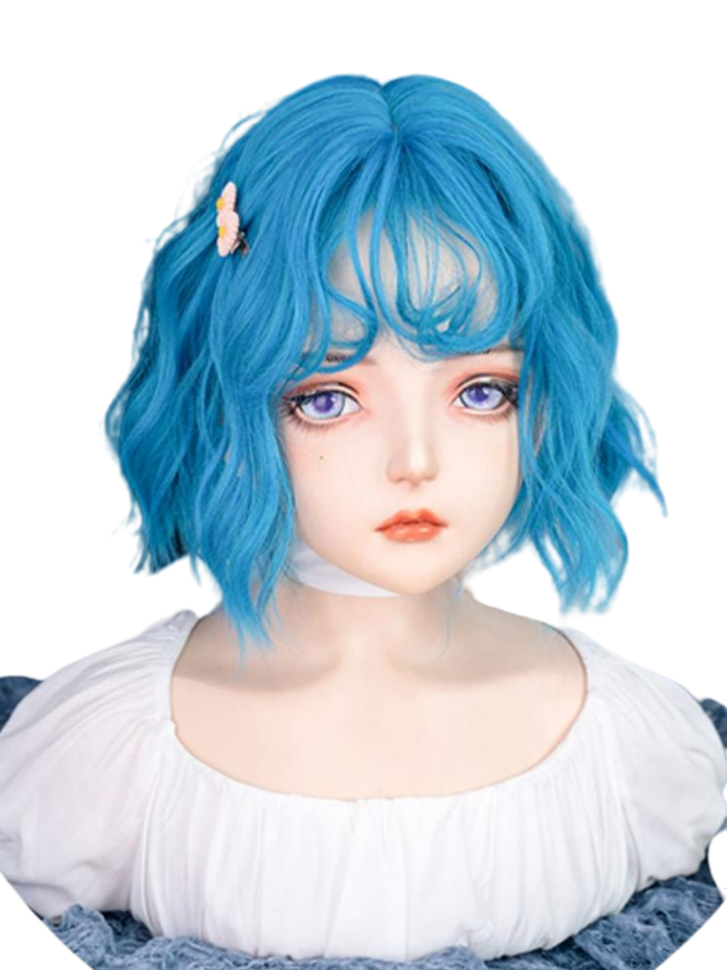 Neon Blue Short Curly Punk Wig