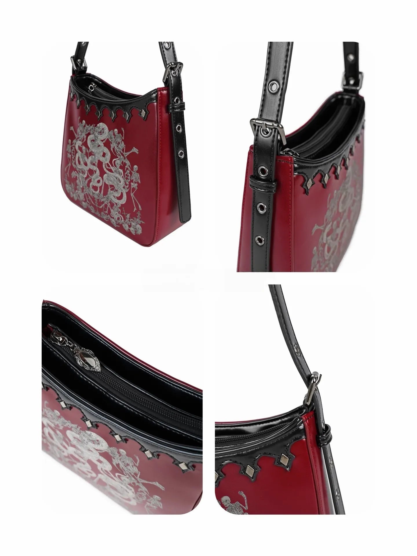 Snake Bone Hell Gothic Mini Ita Underarm Shoulder Bag