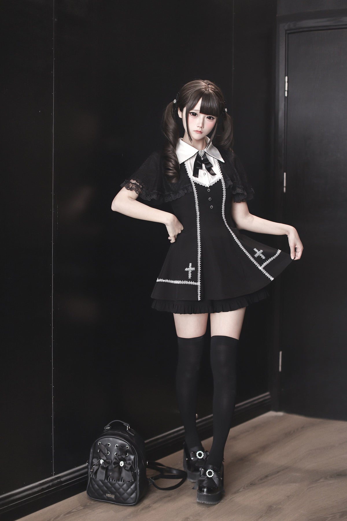 Night Eclipse Lace Cloak Jirai Kei Gothic Dress