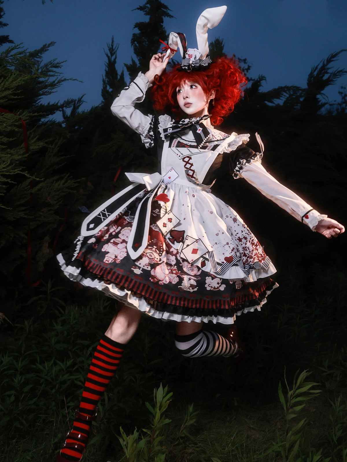 Alice Tea Party 2.0 Original Fairy Tale Style Lolita Black & Red OP Dress Set