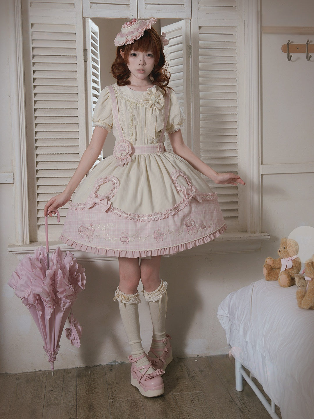 Dessert Train Sweet Lolita Inner Top & SK Jumper Skirt Set
