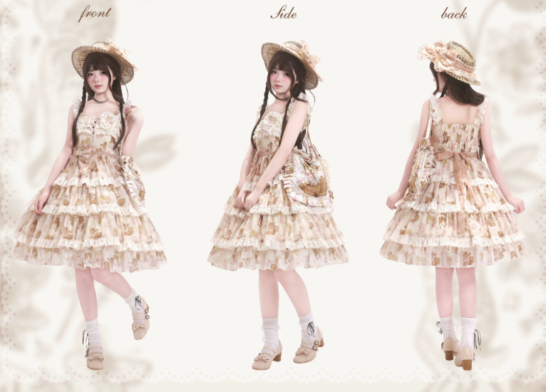 Little Deer Princess Lolita Original Printed Tiered JSK Set