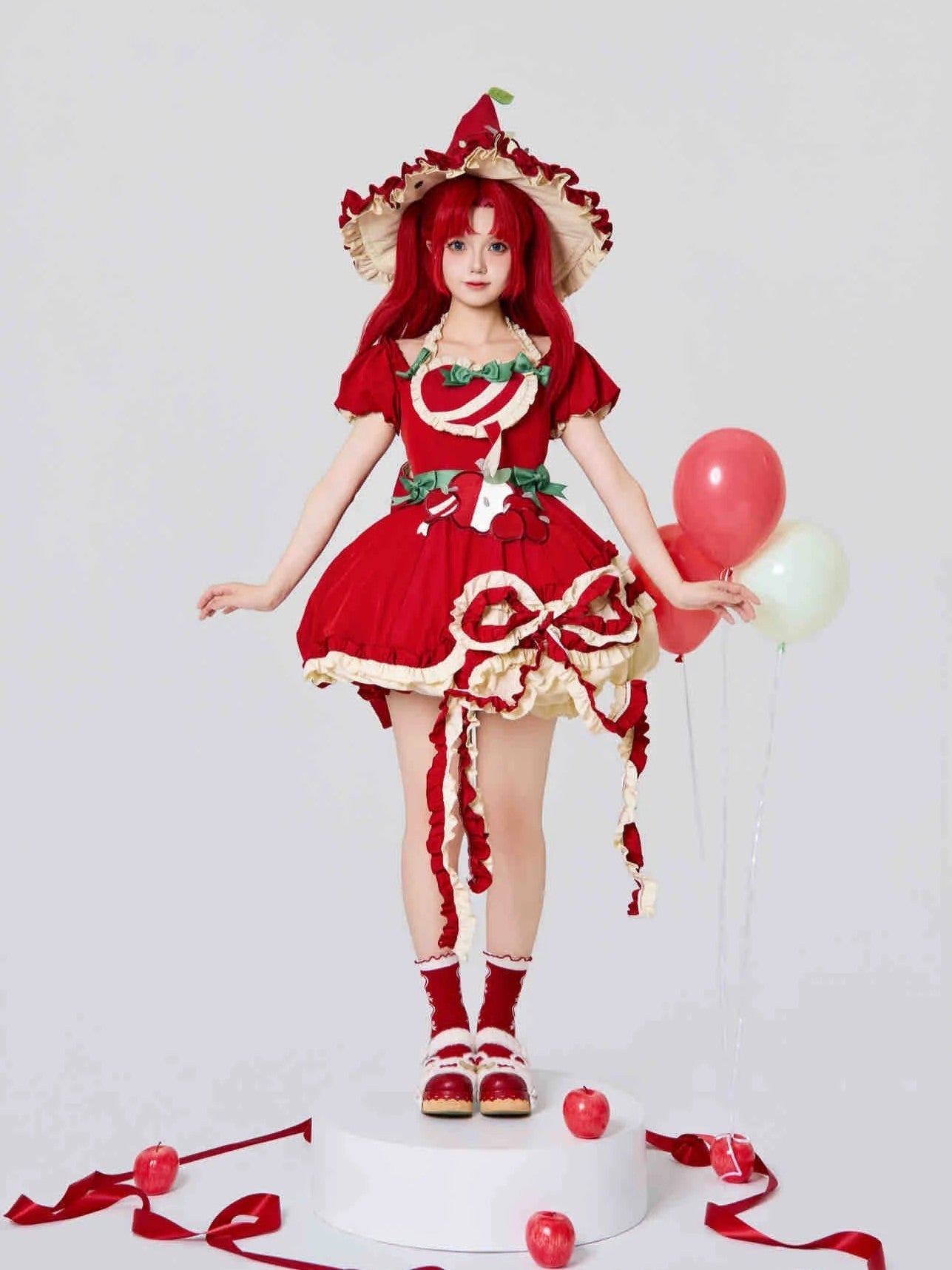 Magic Apple Red Cartoon Sweet Lolita OP Set with Bloomers