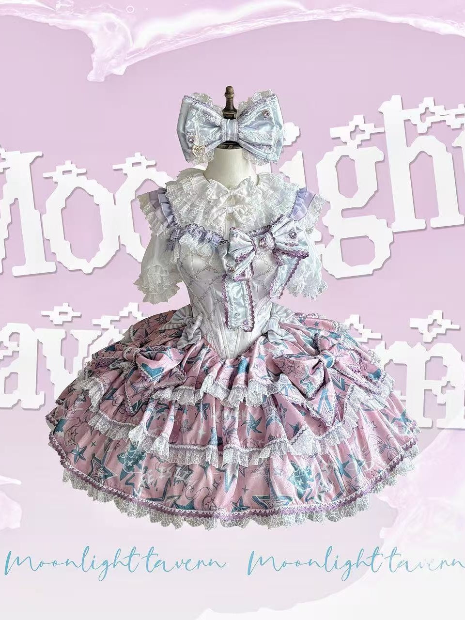 Sweet Fish Bone Print Ruffle Lolita JSK Dress