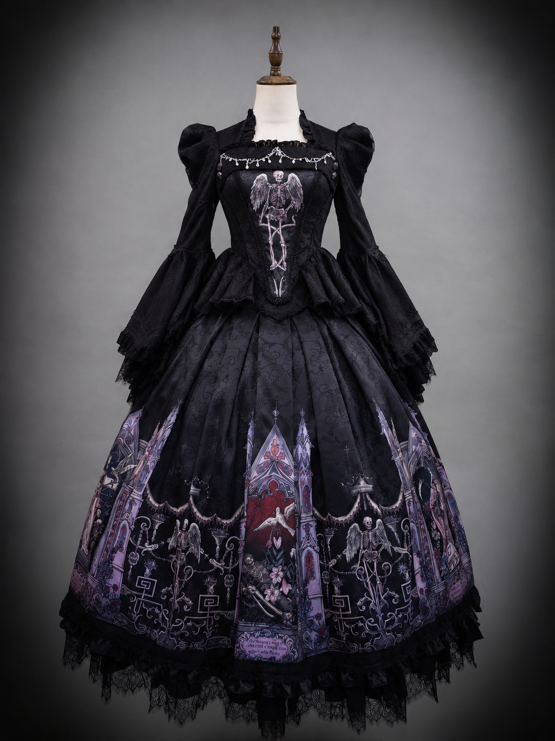 Rose Church Lolita Gothic Irregular Top & SK with Witch Hat Set