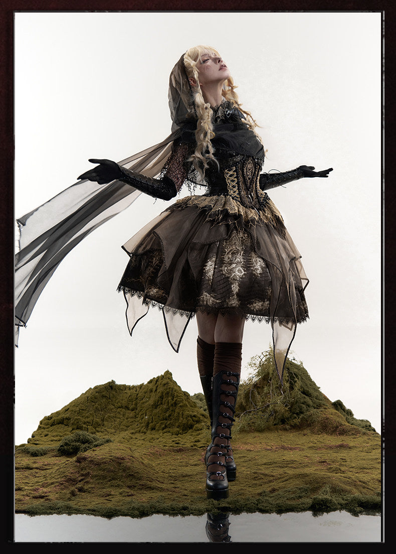 Dragon Bone Gothic Lolita Wasteland Tone JSK Dress
