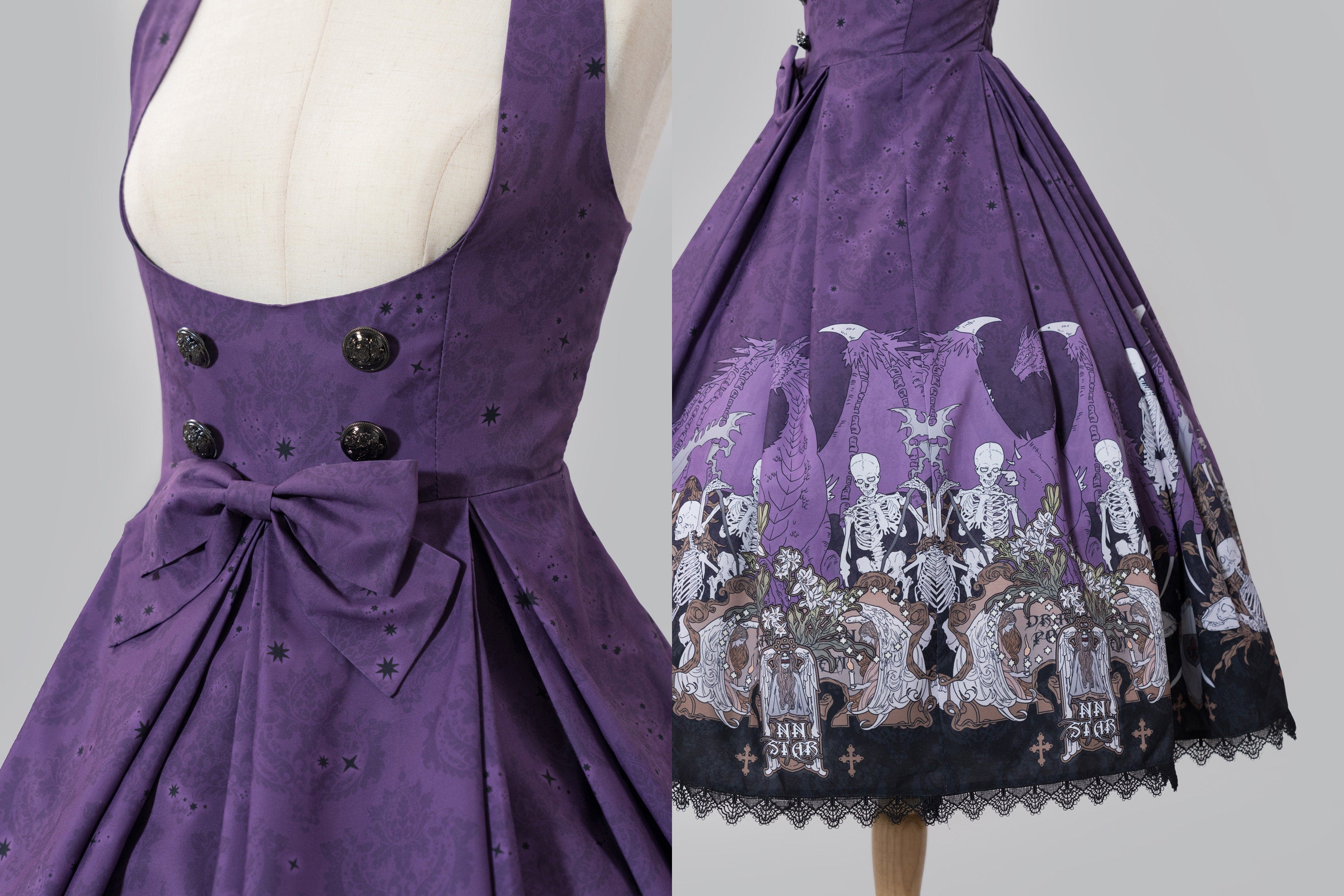 Dragon Bone Lily Lolita Gothic Purple JSK Dress