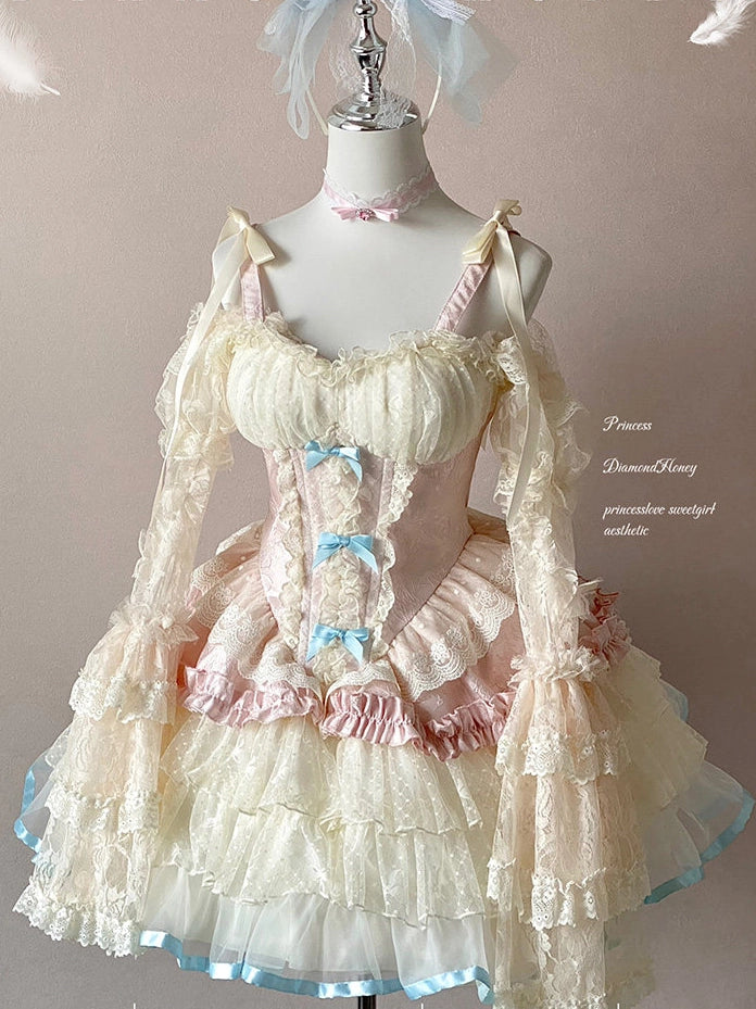 Sweet Dream Peach Angel Girl Dreamy Ballet Gown Dress