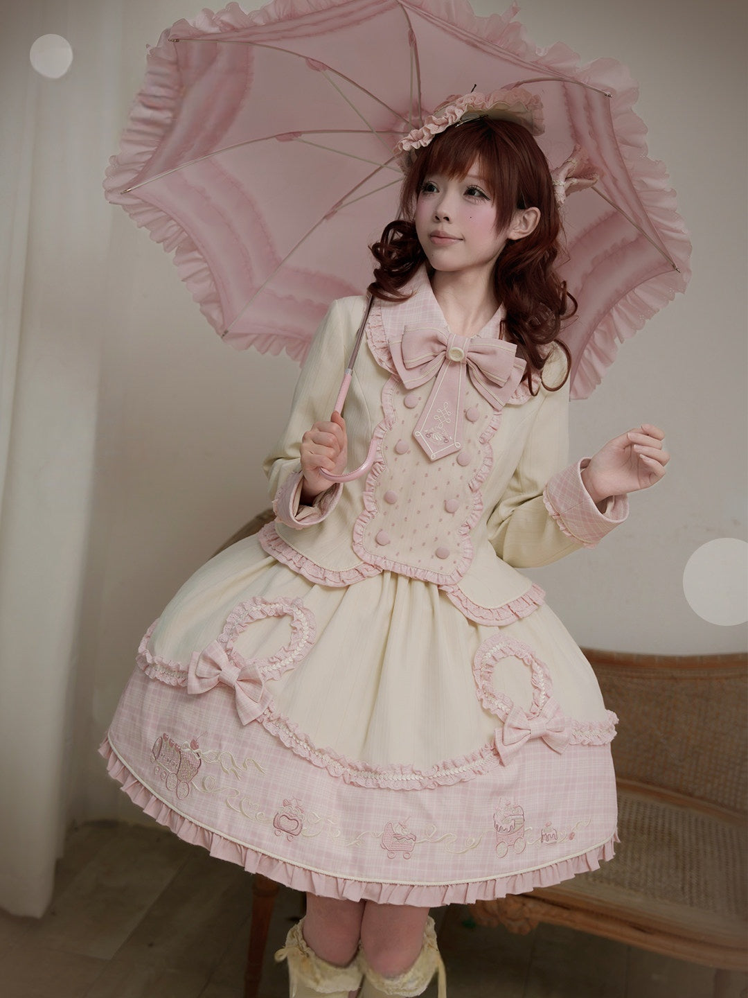 Dessert Train Sweet Lolita Inner Top & SK Jumper Skirt Set