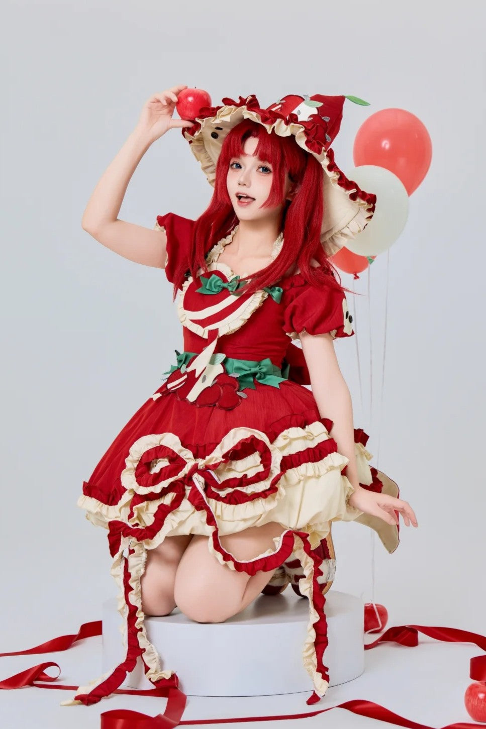 Magic Apple Red Cartoon Sweet Lolita OP Set with Bloomers