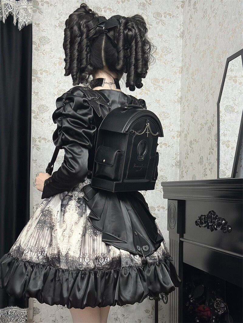 Gothic Lolita Skull Tombstone Shaped Doll Bag