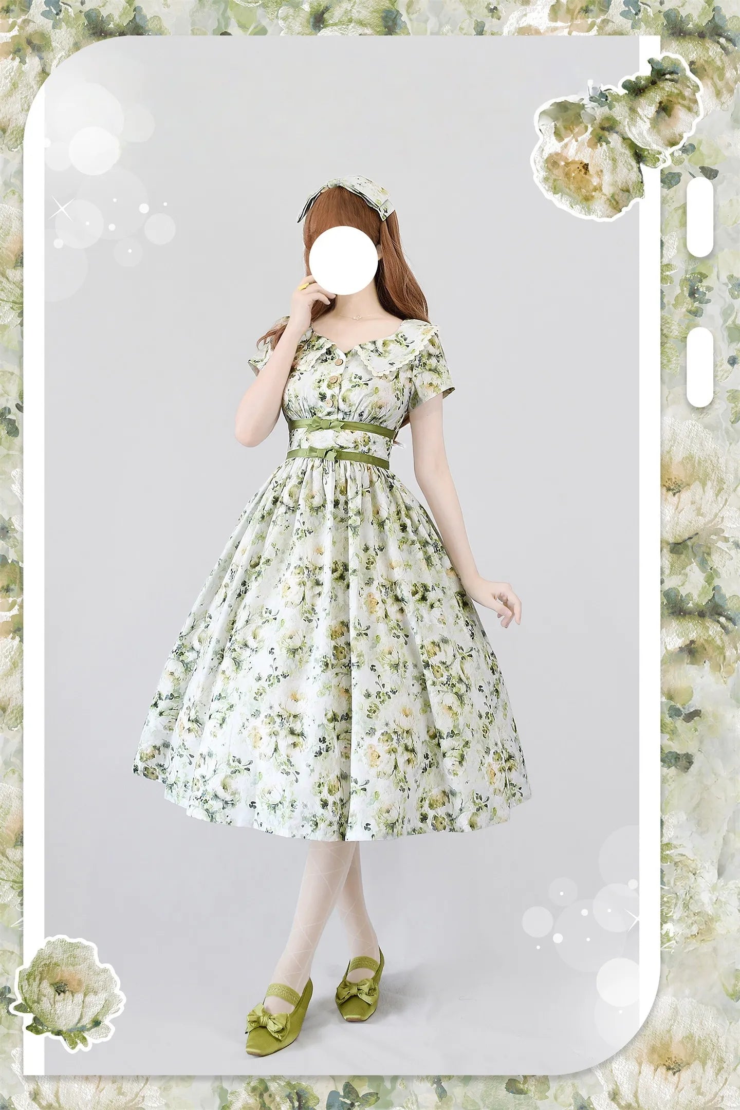 Forest Holiday Floral Print Vintage Elegant OP Dress