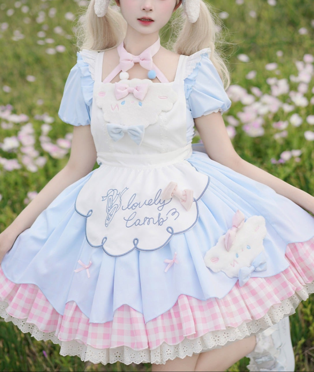Lolita Kawaii Lamb Puff Sleeves OP Dress LS1014