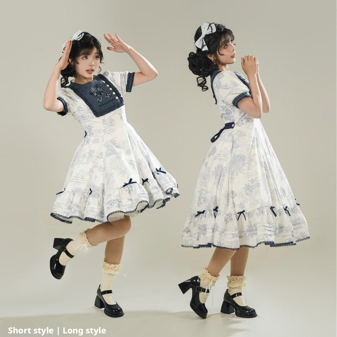 Peony Whisper Lolita Cla Printed Six‑Gore Cut Short OP Dress
