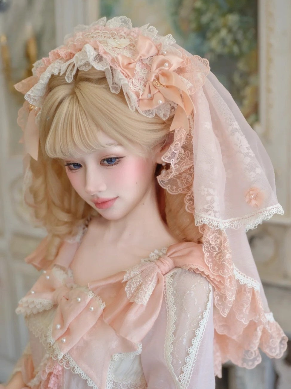 Cream Peach Princess x Barbie Collab Original Lolita Bridal OP Dress