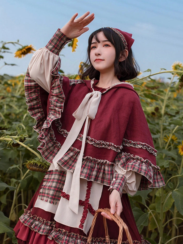 Little Red Riding Hood Original Country Lolita Cape & OP Dress Set