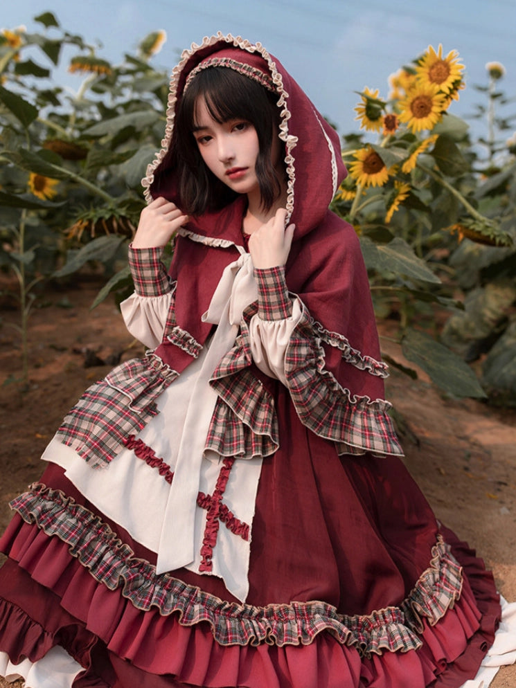 Little Red Riding Hood Original Country Lolita Cape & OP Dress Set