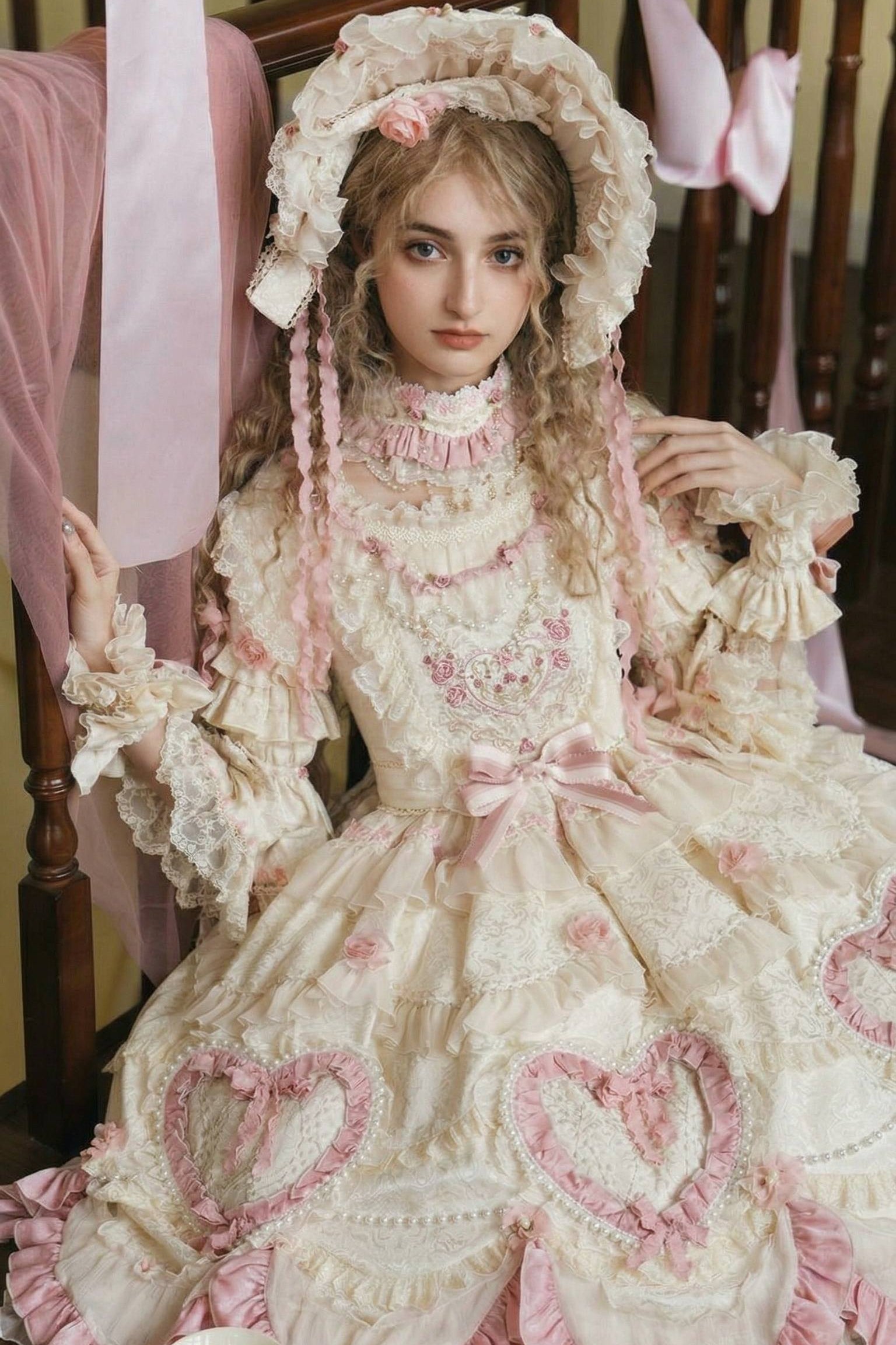 Pearl Shimmer Vintage Cake Lolita OP Dress