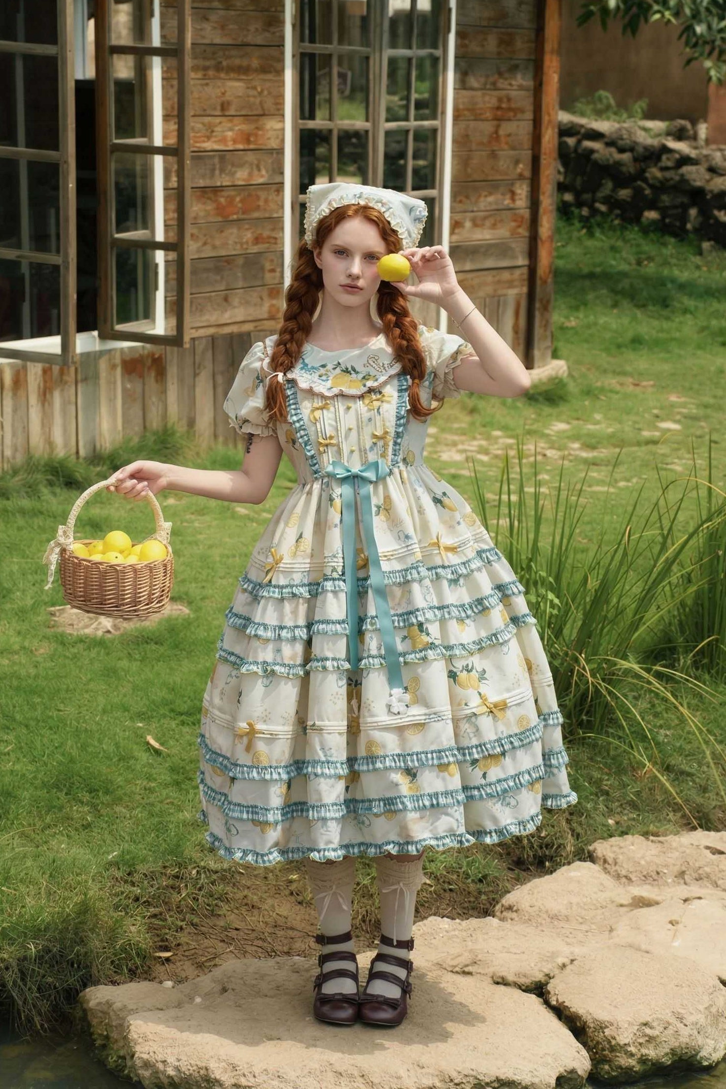 Lemon Summer Lolita OP Dress Set