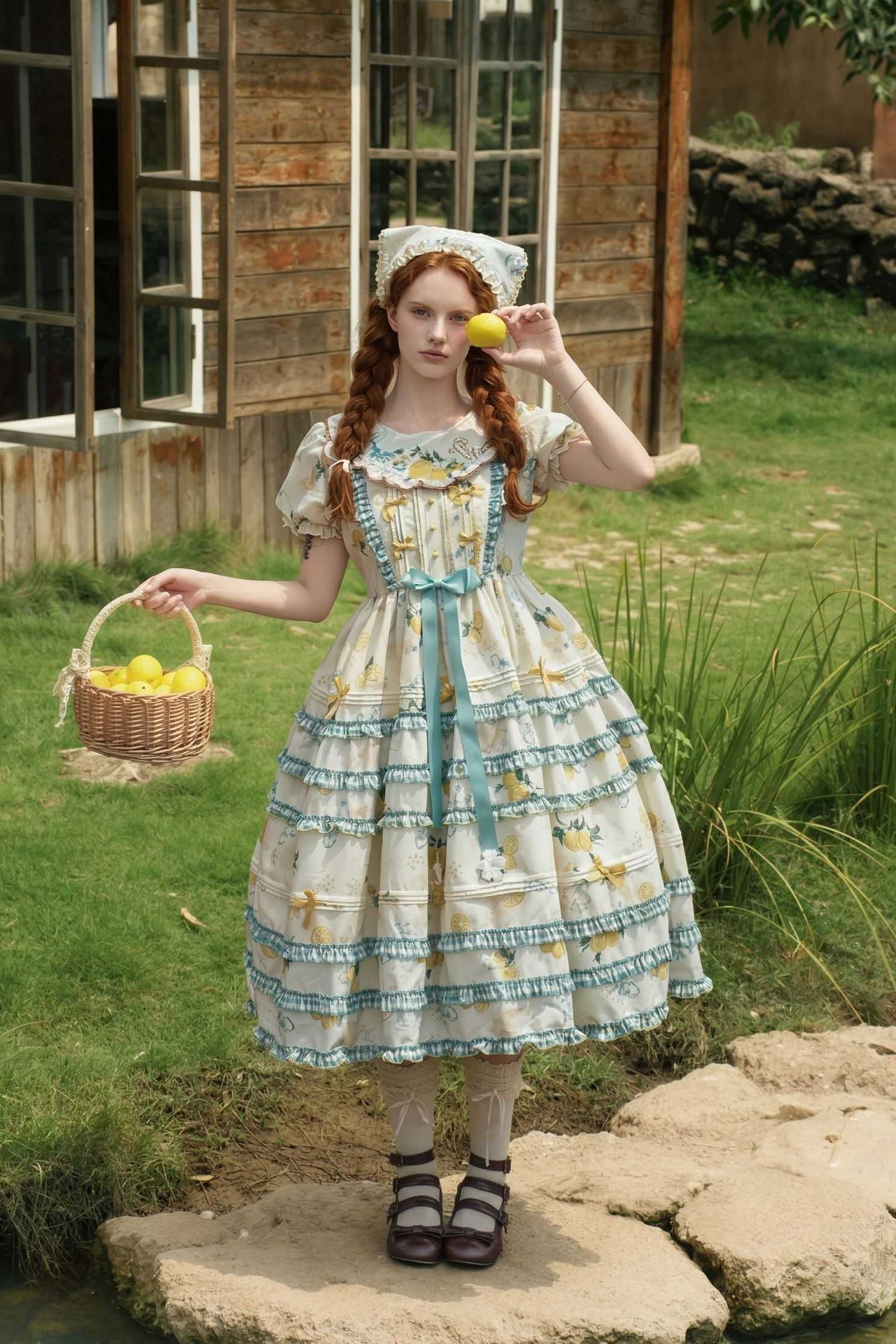 Lemon Summer Lolita OP Dress Set