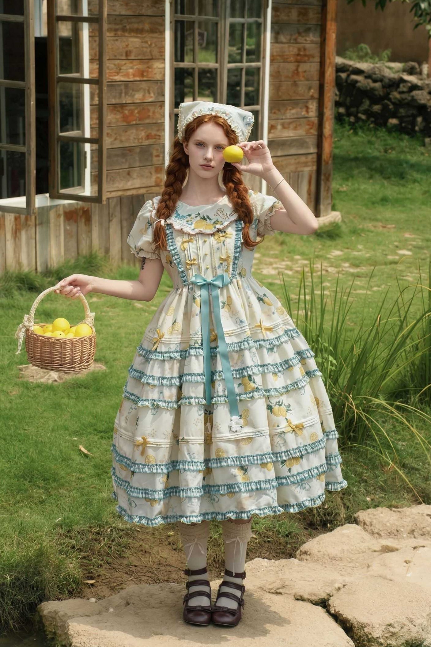 Lemon Summer Lolita OP Dress Set