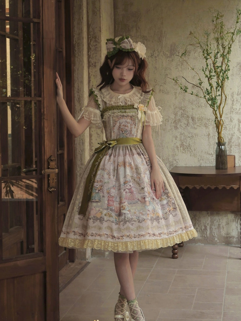 Spring Sheep Pastoral Lolita Printed JSK Dress