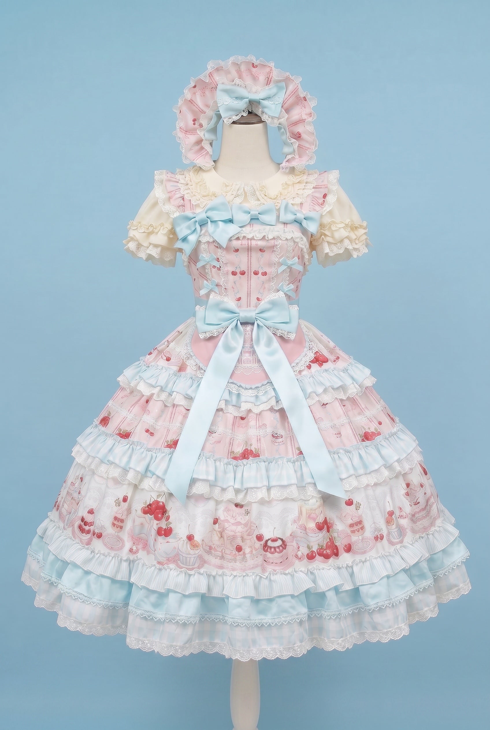 Cherry Cake Lolita Sweet Blue JSK Dress