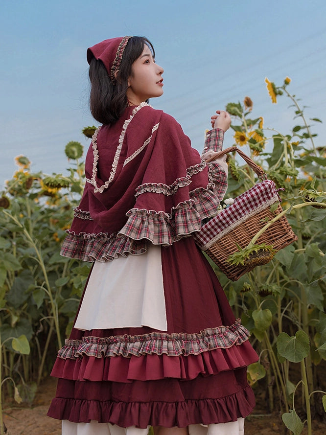 Little Red Riding Hood Original Country Lolita Cape & OP Dress Set