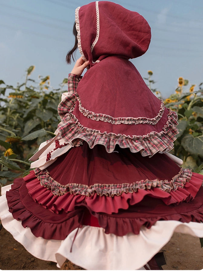 Little Red Riding Hood Original Country Lolita Cape & OP Dress Set