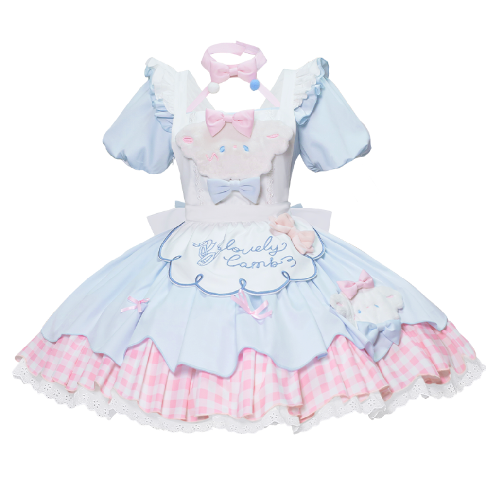 Lolita Kawaii Lamb Puff Sleeves OP Dress LS1014