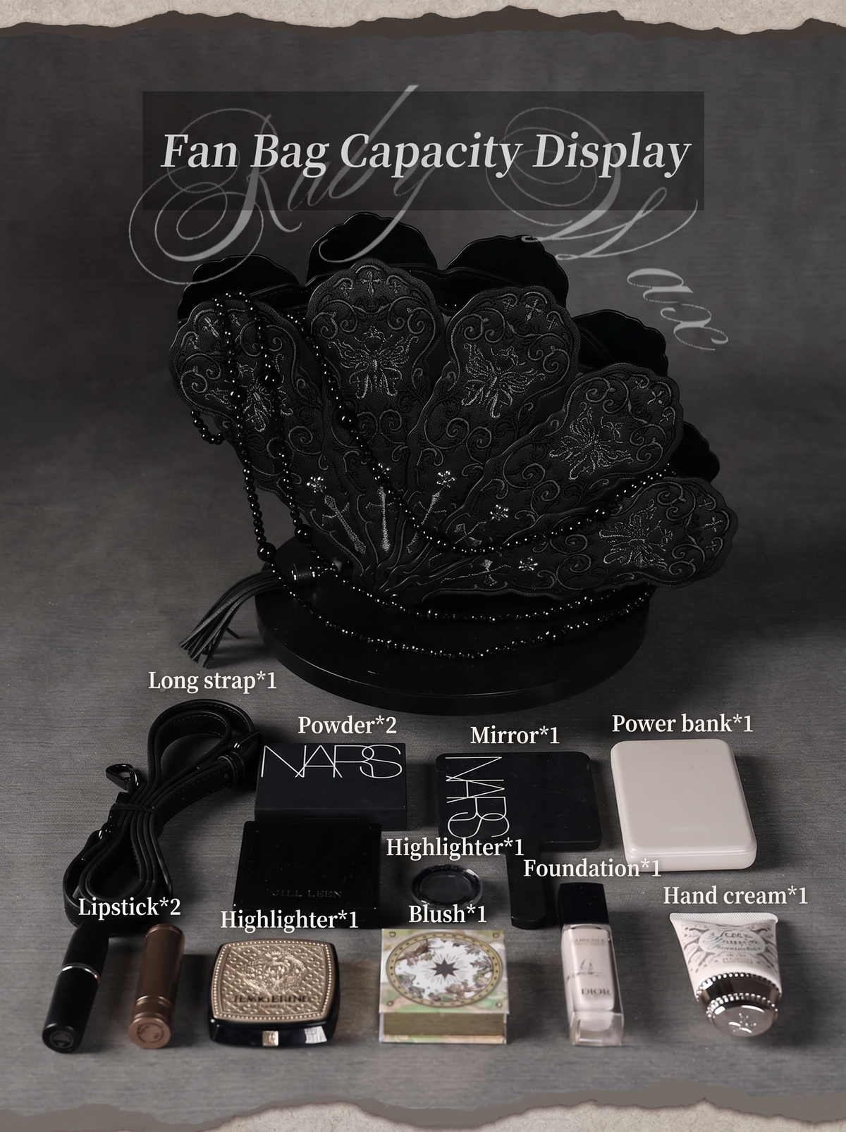 Dark Prayer Iris Lolita Dark Gothic Embroidered Fan-shaped Crossbody Bag