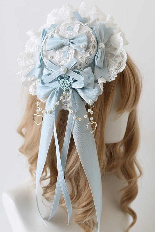 Lolita Classic Mini Top Hat Hair Clip with Bows
