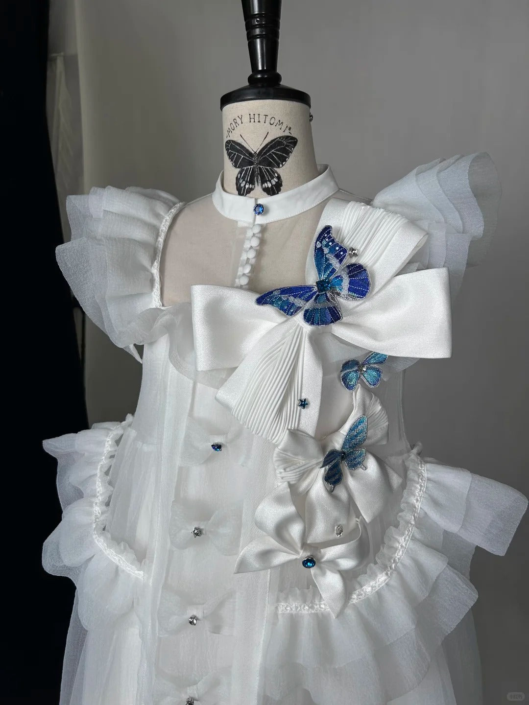 Cabinet Of Curiosities II Dark Gothic Butterfly Stand Collar Babydoll Dress