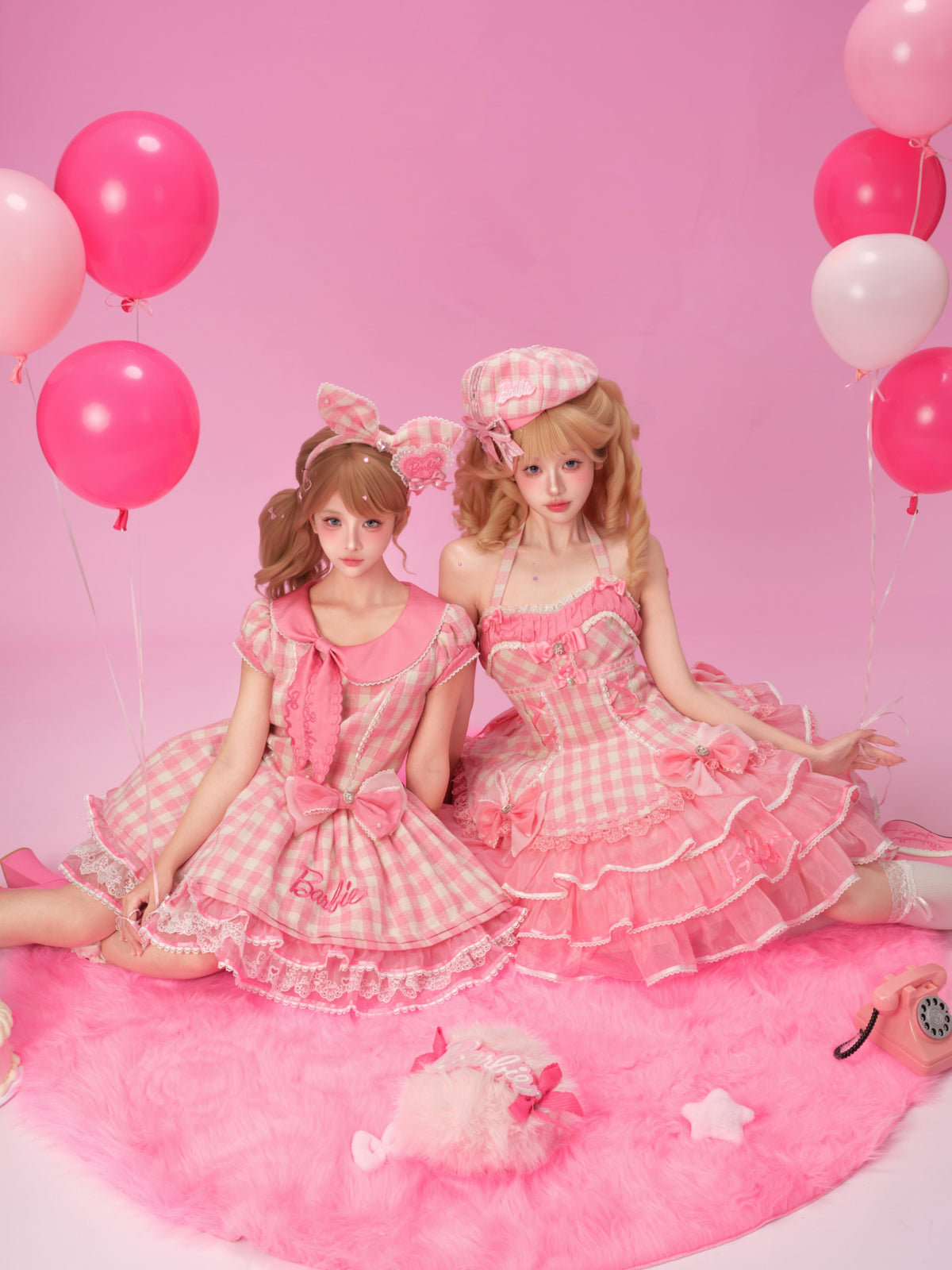 Dreamy Daydream x Barbie Collab Lolita Halter Mini‑Sleeve OP Dress
