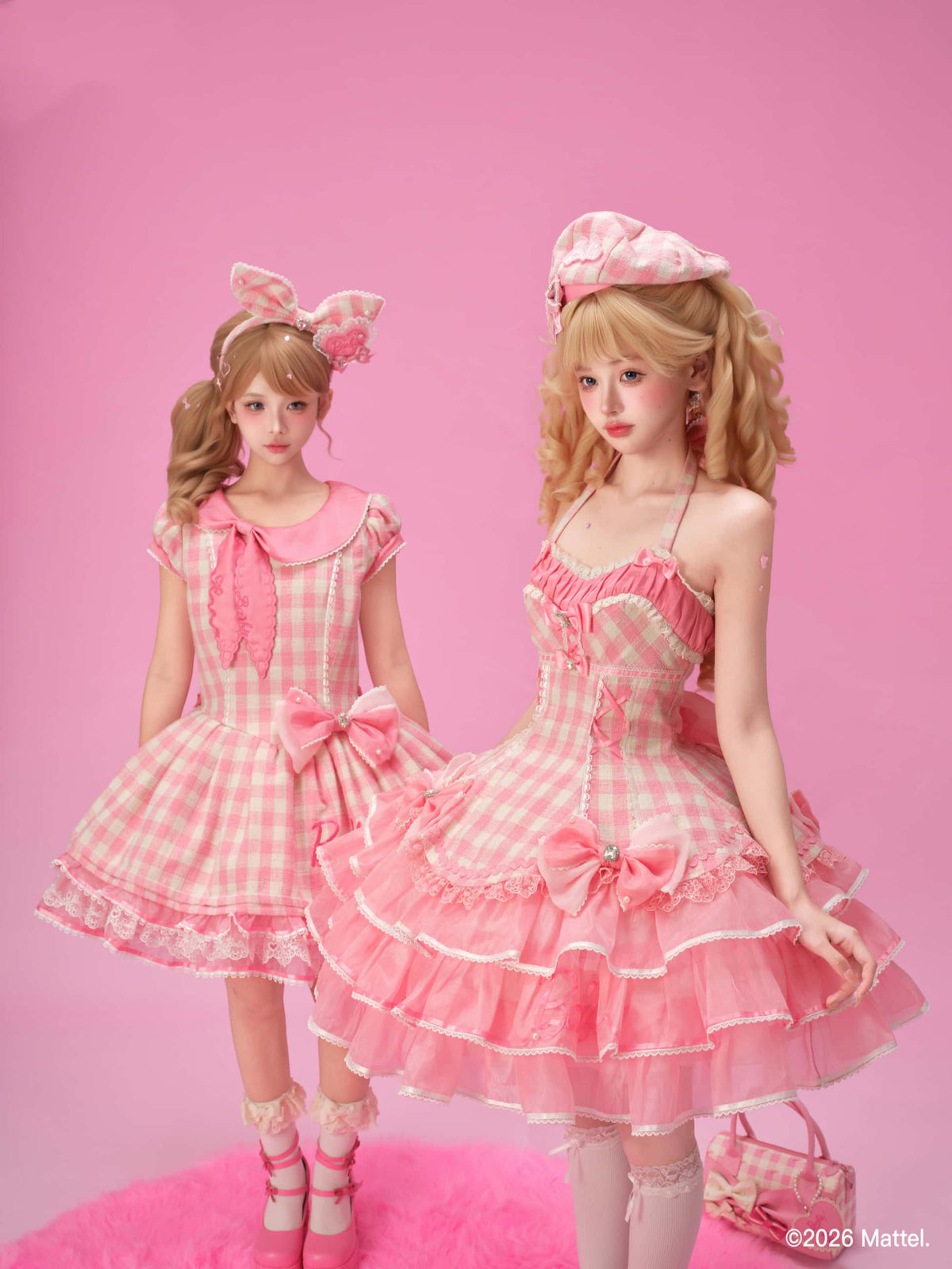 Dreamy Daydream x Barbie Collab Lolita Halter Mini‑Sleeve OP Dress