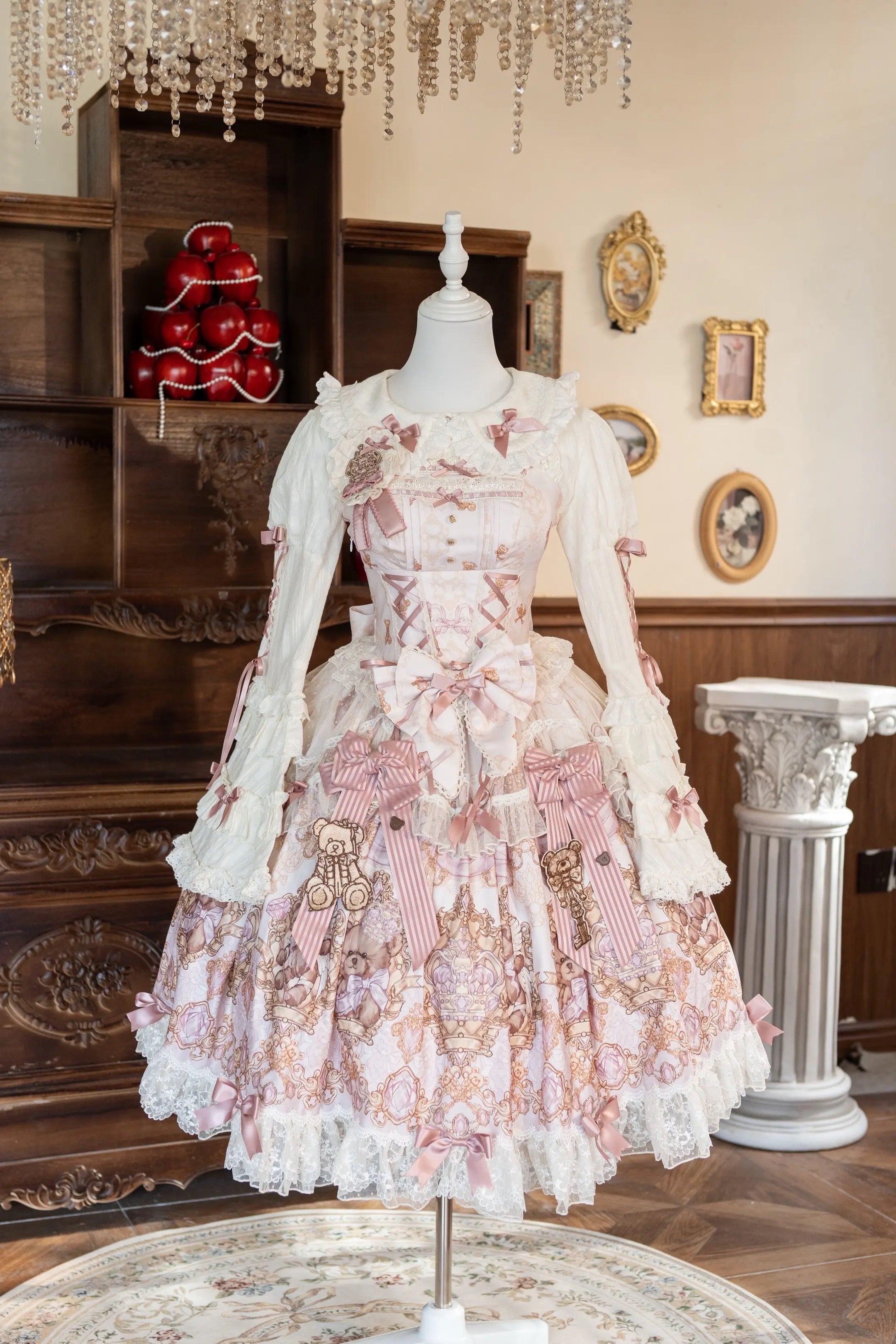 Sweet Ode Bear Lolita Printed Pink JSK