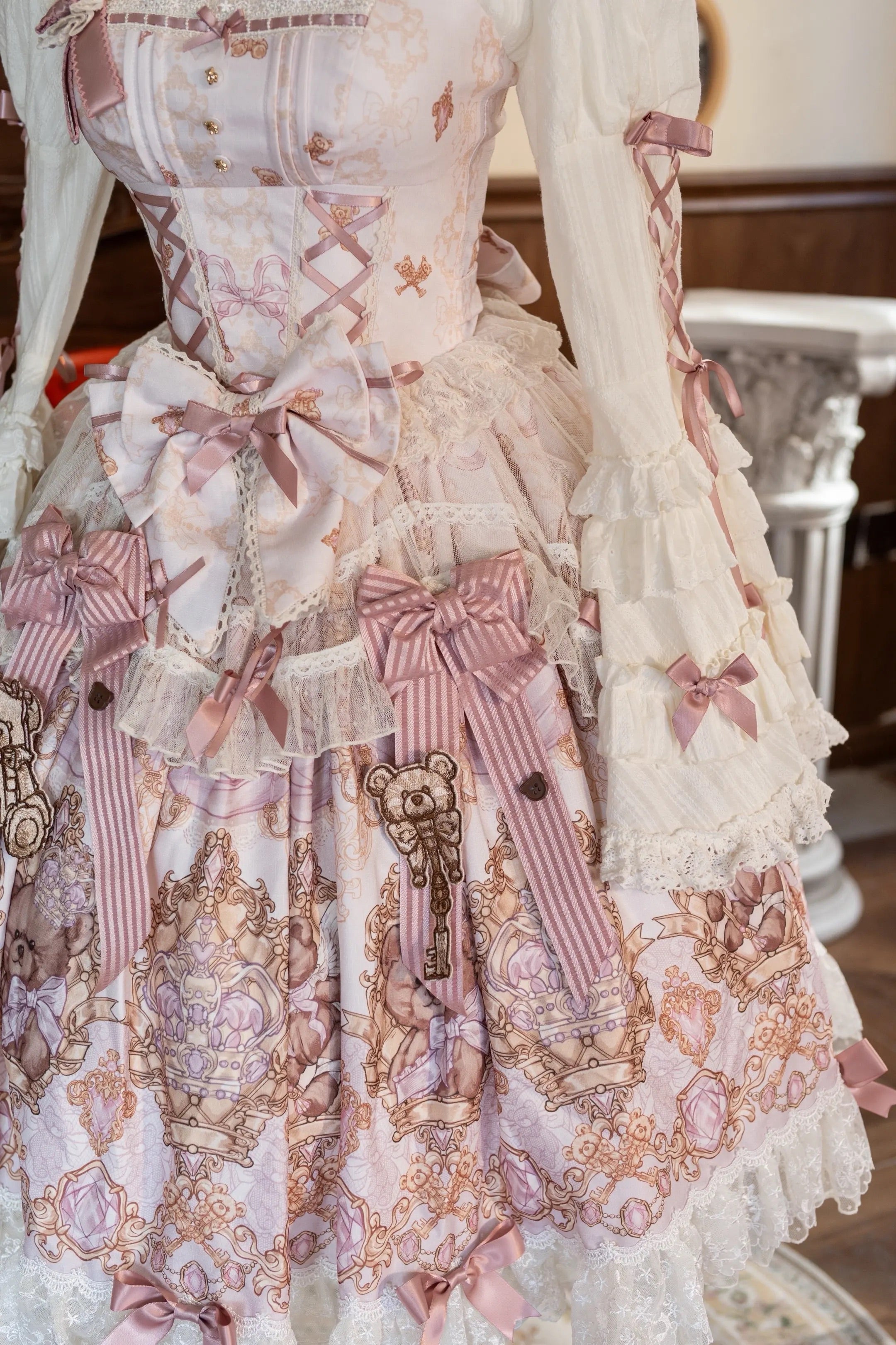 Sweet Ode Bear Lolita Printed Pink JSK