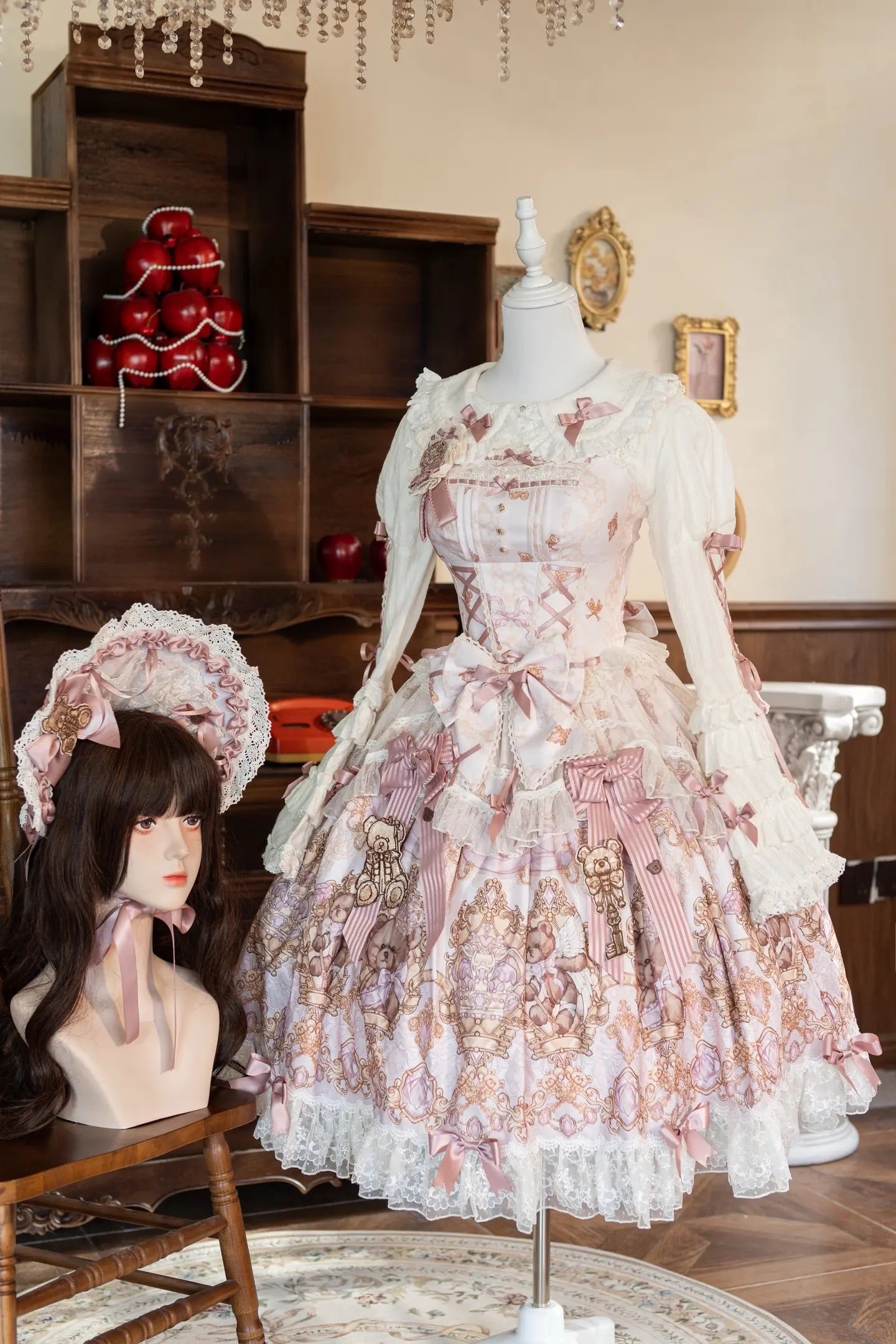 Sweet Ode Bear Lolita Printed Pink JSK