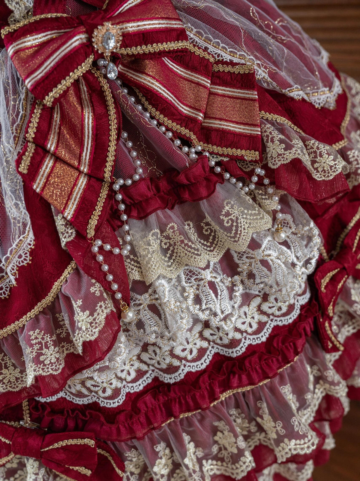 Crown of Gems Lolita Original Doll‑Like Strap JSK Red Dress