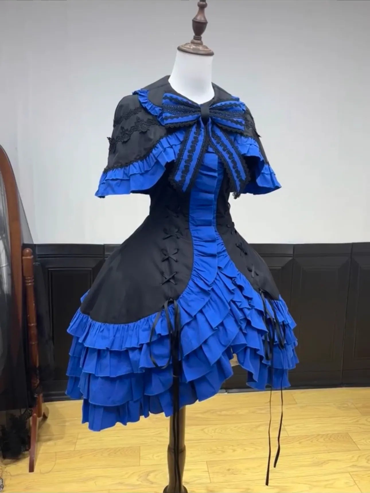 Dark Gothic Doll Twin Stars Lolita Blue OP Dress