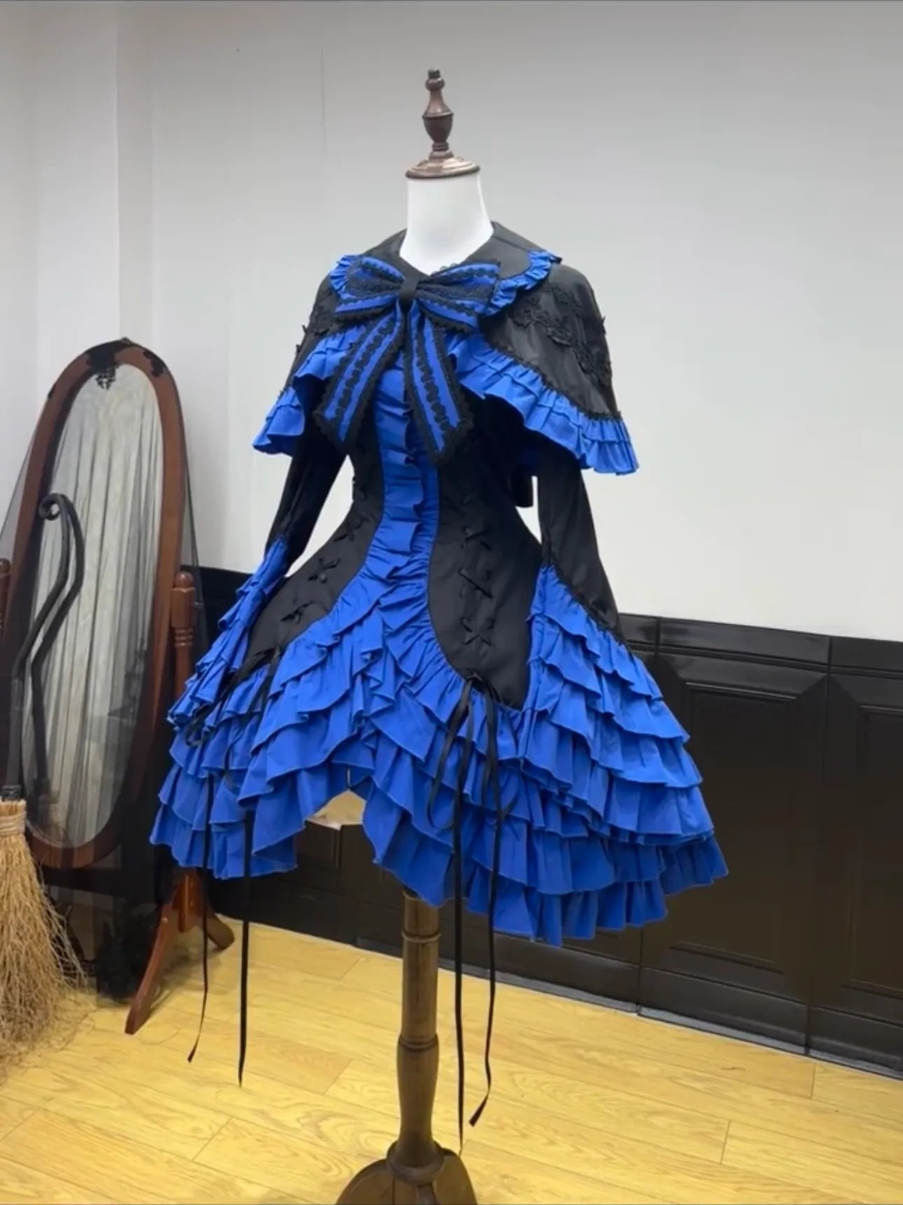 Dark Gothic Doll Twin Stars Lolita Blue OP Dress